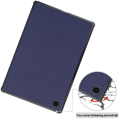 For Samsung Galaxy Tab A8 2021 Three-folding Holder Custer Texture Leather Tablet Case(Dark Blue) - Other Galaxy Tab PC by buy2fix | Online Shopping UK | buy2fix