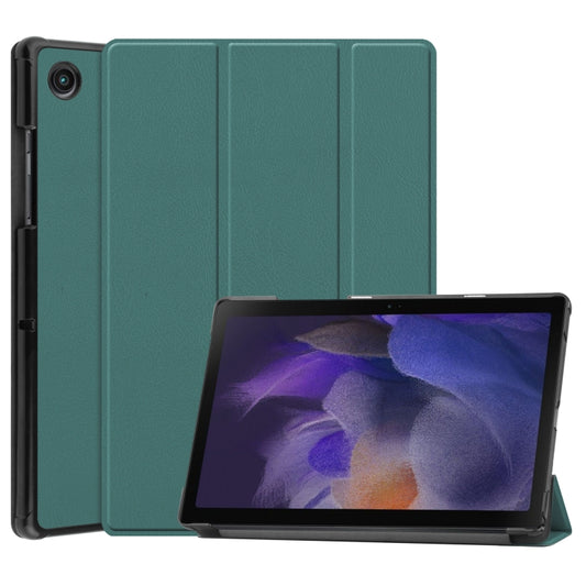 For Samsung Galaxy Tab A8 2021 Three-folding Holder Custer Texture Leather Tablet Case(Dark Green) - Other Galaxy Tab PC by buy2fix | Online Shopping UK | buy2fix