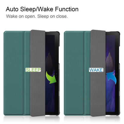 For Samsung Galaxy Tab A8 2021 Three-folding Holder Custer Texture Leather Tablet Case(Dark Green) - Other Galaxy Tab PC by buy2fix | Online Shopping UK | buy2fix