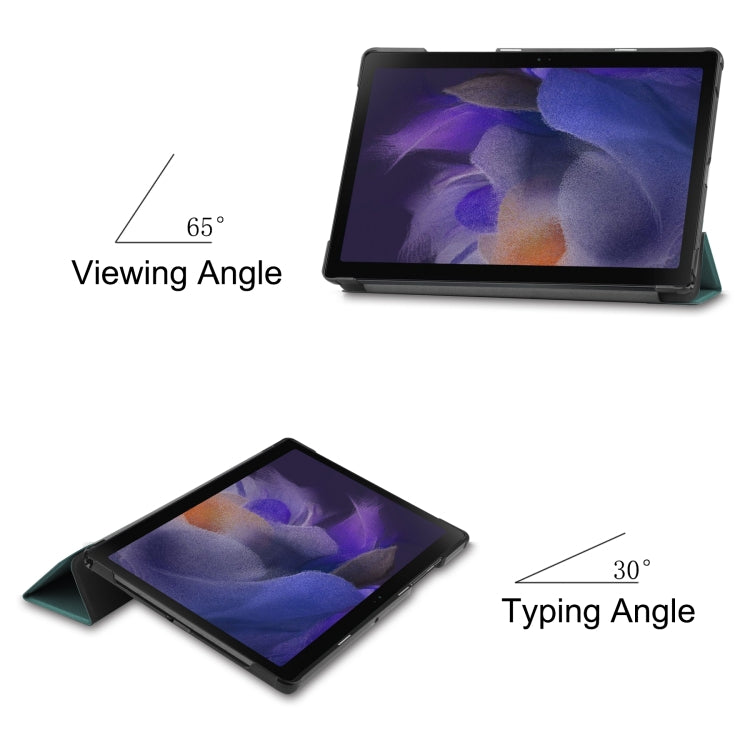 For Samsung Galaxy Tab A8 2021 Three-folding Holder Custer Texture Leather Tablet Case(Dark Green) - Other Galaxy Tab PC by buy2fix | Online Shopping UK | buy2fix