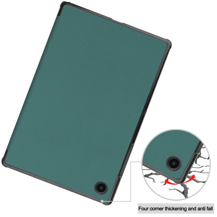 For Samsung Galaxy Tab A8 2021 Three-folding Holder Custer Texture Leather Tablet Case(Dark Green) - Other Galaxy Tab PC by buy2fix | Online Shopping UK | buy2fix