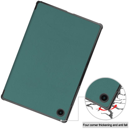 For Samsung Galaxy Tab A8 2021 Three-folding Holder Custer Texture Leather Tablet Case(Dark Green) - Other Galaxy Tab PC by buy2fix | Online Shopping UK | buy2fix