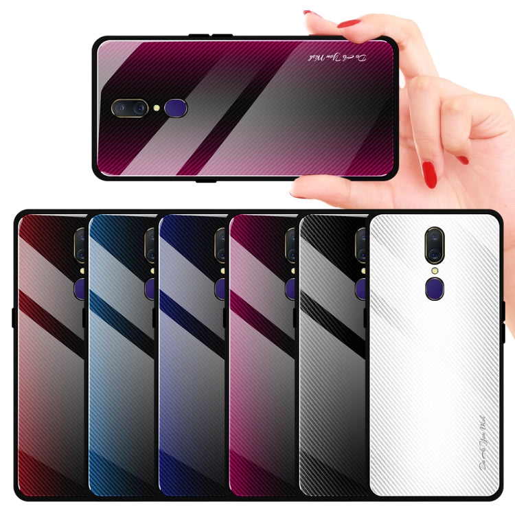 For OPPO F11 / A9 Texture Gradient Glass Protective Case(Dark Blue) by buy2fix