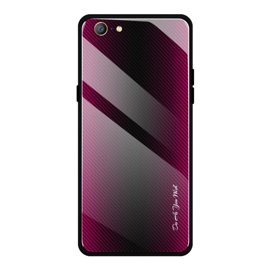 For OPPO A57 / A39 Texture Gradient Glass Protective Case(Rose Red) by buy2fix