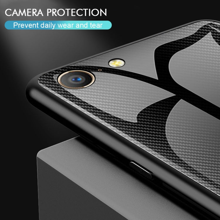 For OPPO A57 / A39 Texture Gradient Glass Protective Case(Rose Red) by buy2fix