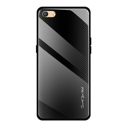 For OPPO F3 Texture Gradient Glass Protective Case(Black) by buy2fix