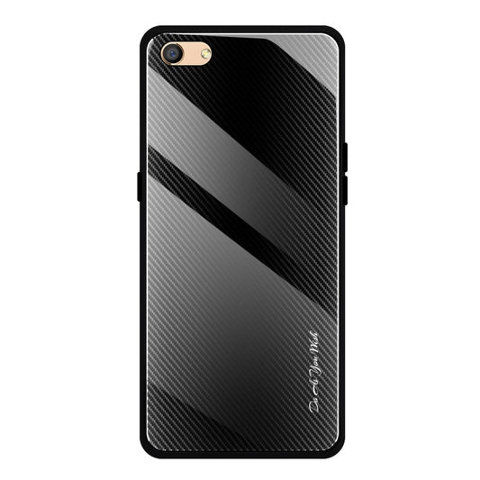 For OPPO F3 Texture Gradient Glass Protective Case(Black) by buy2fix