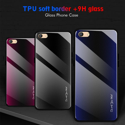 For OPPO F3 Texture Gradient Glass Protective Case(Black) by buy2fix