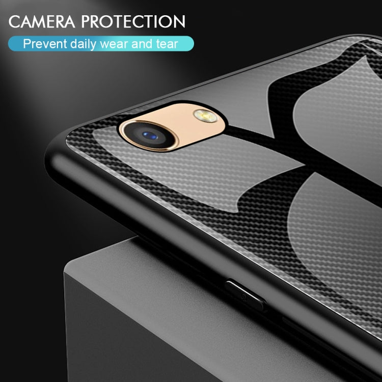 For OPPO F3 Texture Gradient Glass Protective Case(Black) by buy2fix