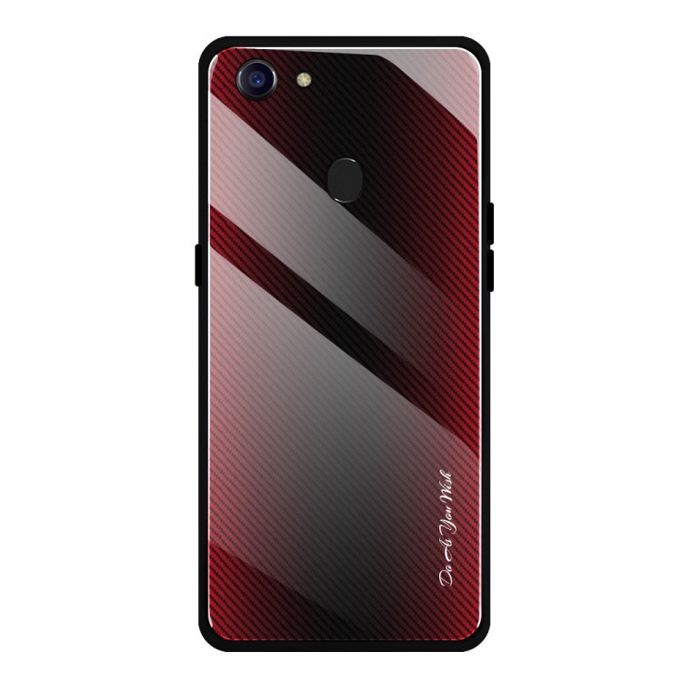 For OPPO F5 Texture Gradient Glass Protective Case(Red) by buy2fix