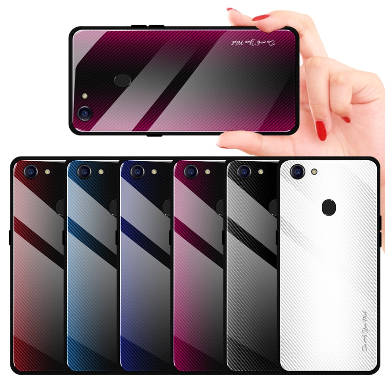 For OPPO F5 Texture Gradient Glass Protective Case(Rose Red) by buy2fix