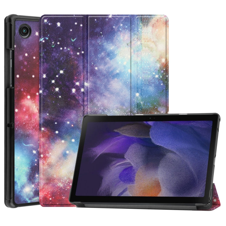 For Samsung Galaxy Tab A8 2021 Painted Leather Tablet Case with 3-Fold Holder(Milky Way) - Other Galaxy Tab PC by buy2fix | Online Shopping UK | buy2fix