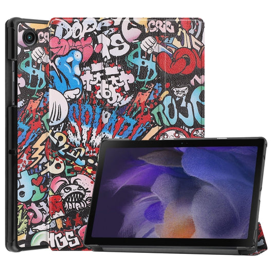For Samsung Galaxy Tab A8 2021 Painted Leather Tablet Case with 3-Fold Holder(Graffiti) - Other Galaxy Tab PC by buy2fix | Online Shopping UK | buy2fix