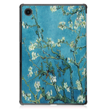 For Samsung Galaxy Tab A8 2021 Painted Leather Tablet Case with 3-Fold Holder(Apricot Blossom) - Other Galaxy Tab PC by buy2fix | Online Shopping UK | buy2fix