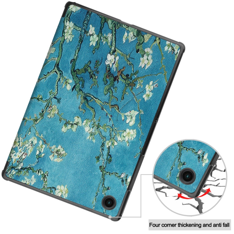 For Samsung Galaxy Tab A8 2021 Painted Leather Tablet Case with 3-Fold Holder(Apricot Blossom) - Other Galaxy Tab PC by buy2fix | Online Shopping UK | buy2fix