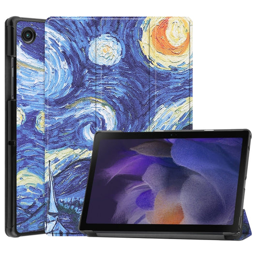 For Samsung Galaxy Tab A8 2021 Painted Leather Tablet Case with 3-Fold Holder(Starry Sky) - Other Galaxy Tab PC by buy2fix | Online Shopping UK | buy2fix