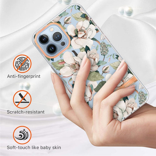For iPhone 13 Pro Flowers and Plants Series IMD TPU Phone Case (Green Gardenia) - iPhone 13 Pro Cases by buy2fix | Online Shopping UK | buy2fix