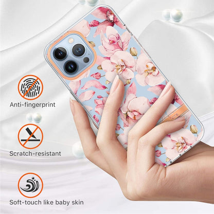 For iPhone 13 Pro Flowers and Plants Series IMD TPU Phone Case (Pink Gardenia) - iPhone 13 Pro Cases by buy2fix | Online Shopping UK | buy2fix