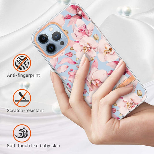 For iPhone 13 Pro Flowers and Plants Series IMD TPU Phone Case (Pink Gardenia) - iPhone 13 Pro Cases by buy2fix | Online Shopping UK | buy2fix