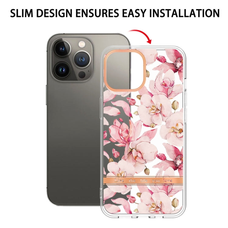For iPhone 13 Pro Flowers and Plants Series IMD TPU Phone Case (Pink Gardenia) - iPhone 13 Pro Cases by buy2fix | Online Shopping UK | buy2fix