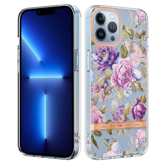 For iPhone 13 Pro Flowers and Plants Series IMD TPU Phone Case (Purple Peony) - iPhone 13 Pro Cases by buy2fix | Online Shopping UK | buy2fix
