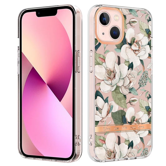 For iPhone 13 mini Flowers and Plants Series IMD TPU Phone Case (Green Gardenia) - iPhone 13 mini Cases by buy2fix | Online Shopping UK | buy2fix