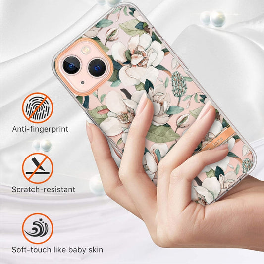 For iPhone 13 mini Flowers and Plants Series IMD TPU Phone Case (Green Gardenia) - iPhone 13 mini Cases by buy2fix | Online Shopping UK | buy2fix