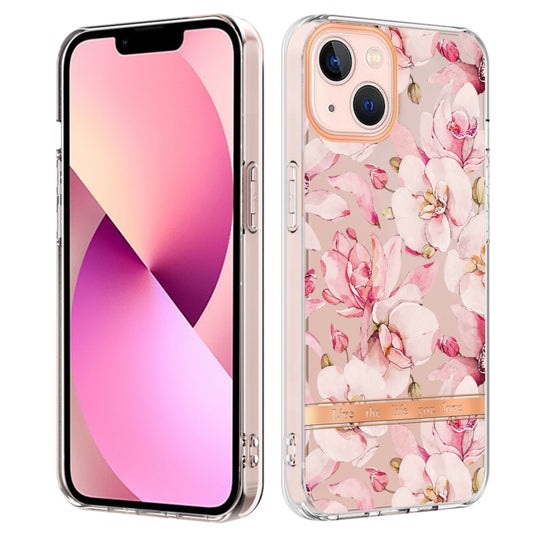 For iPhone 13 mini Flowers and Plants Series IMD TPU Phone Case (Pink Gardenia) - iPhone 13 mini Cases by buy2fix | Online Shopping UK | buy2fix