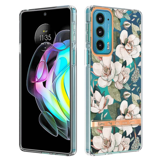 Flowers and Plants Series IMD TPU Phone Case For Motorola Edge 20(Green Gardenia) - Motorola Cases by buy2fix | Online Shopping UK | buy2fix