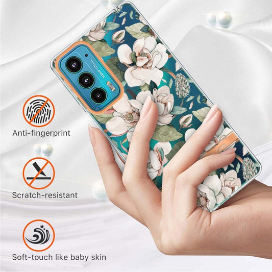Flowers and Plants Series IMD TPU Phone Case For Motorola Edge 20(Green Gardenia) - Motorola Cases by buy2fix | Online Shopping UK | buy2fix