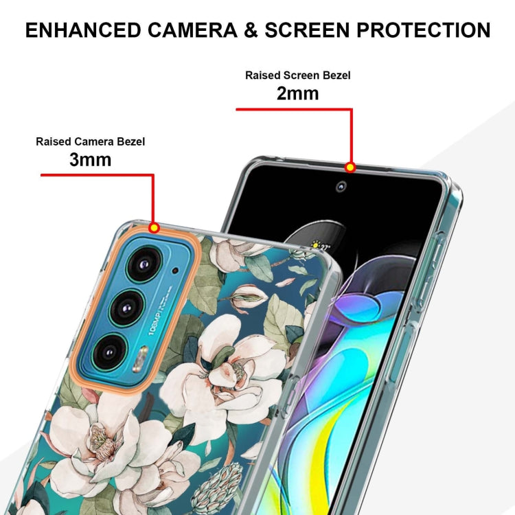 Flowers and Plants Series IMD TPU Phone Case For Motorola Edge 20(Green Gardenia) - Motorola Cases by buy2fix | Online Shopping UK | buy2fix