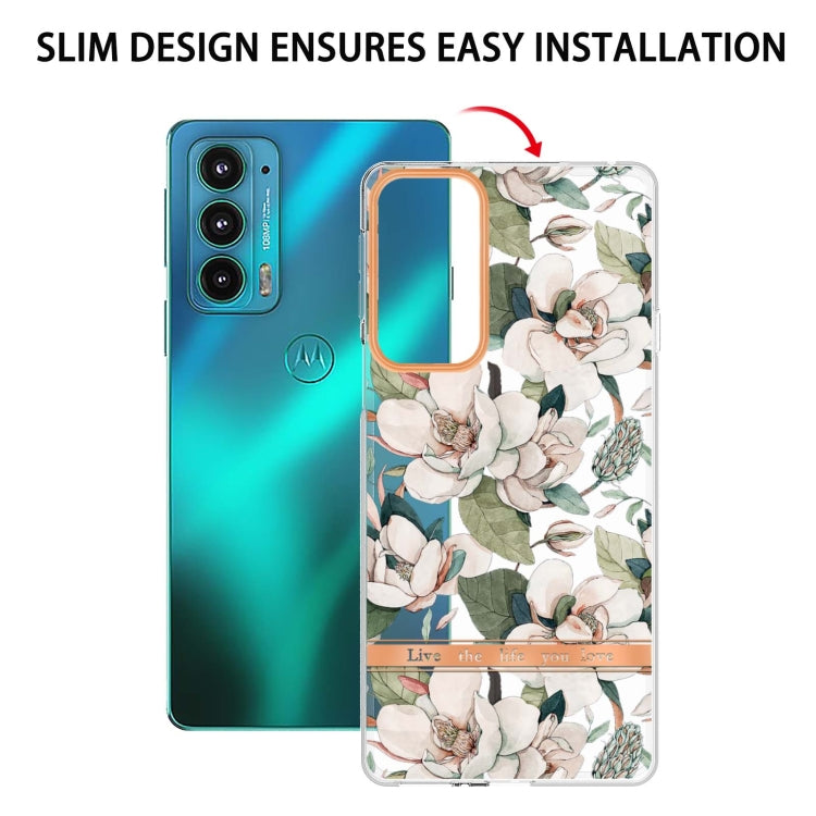 Flowers and Plants Series IMD TPU Phone Case For Motorola Edge 20(Green Gardenia) - Motorola Cases by buy2fix | Online Shopping UK | buy2fix