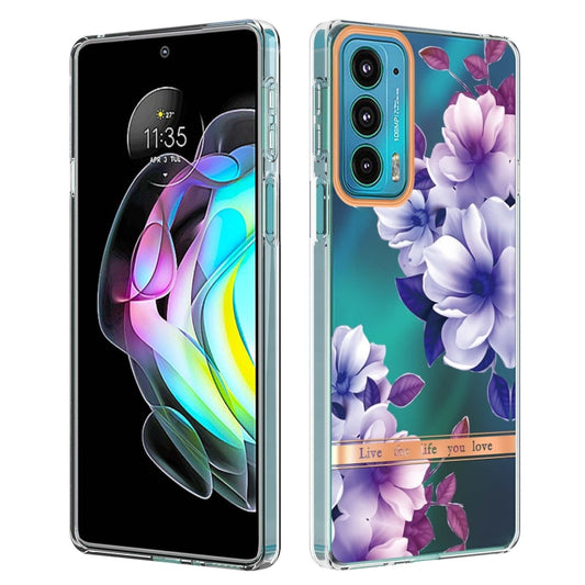 Flowers and Plants Series IMD TPU Phone Case For Motorola Edge 20(Purple Begonia) - Motorola Cases by buy2fix | Online Shopping UK | buy2fix