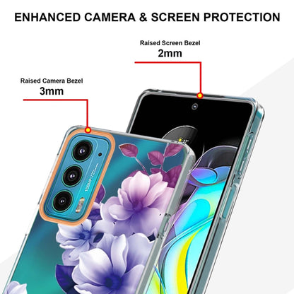 Flowers and Plants Series IMD TPU Phone Case For Motorola Edge 20(Purple Begonia) - Motorola Cases by buy2fix | Online Shopping UK | buy2fix