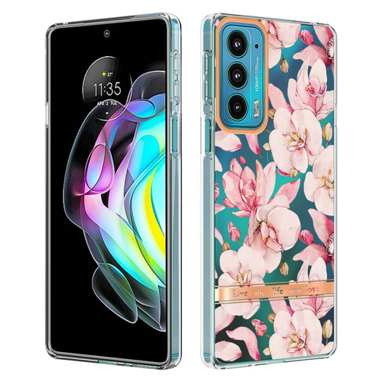 Flowers and Plants Series IMD TPU Phone Case For Motorola Edge 20(Pink Gardenia) - Motorola Cases by buy2fix | Online Shopping UK | buy2fix