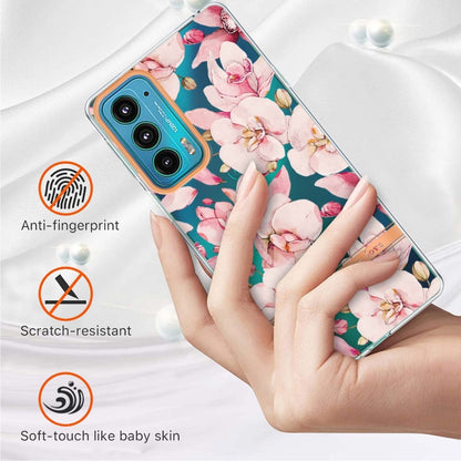 Flowers and Plants Series IMD TPU Phone Case For Motorola Edge 20(Pink Gardenia) - Motorola Cases by buy2fix | Online Shopping UK | buy2fix