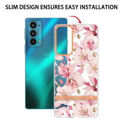 Flowers and Plants Series IMD TPU Phone Case For Motorola Edge 20(Pink Gardenia) - Motorola Cases by buy2fix | Online Shopping UK | buy2fix