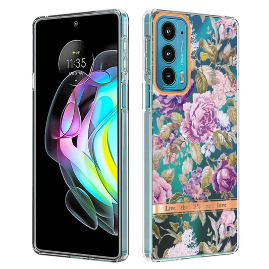 Flowers and Plants Series IMD TPU Phone Case For Motorola Edge 20(Purple Peony) - Motorola Cases by buy2fix | Online Shopping UK | buy2fix