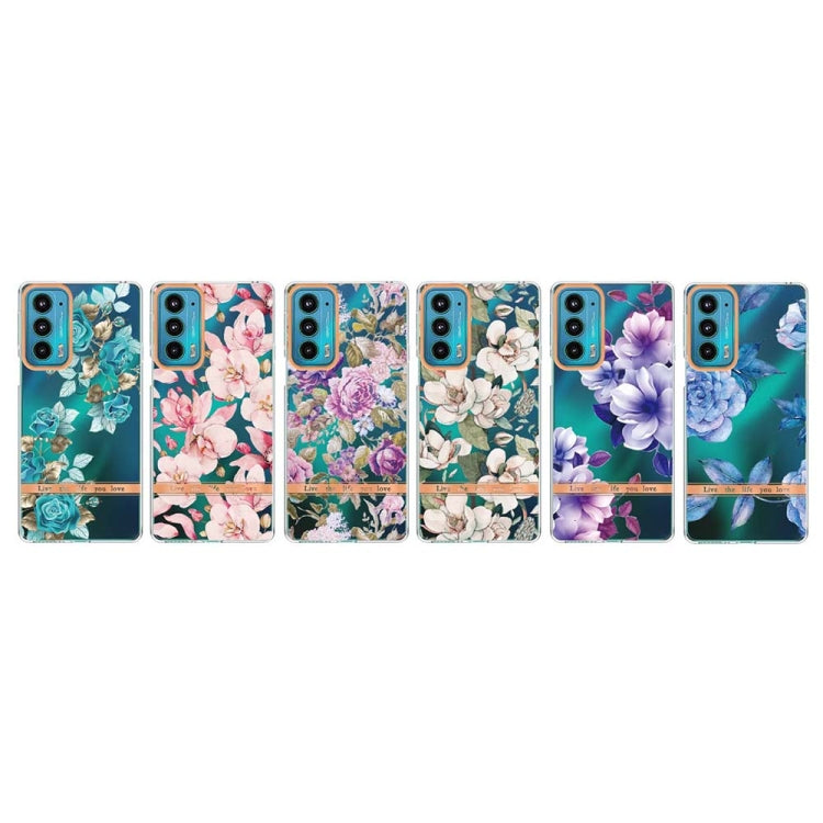 Flowers and Plants Series IMD TPU Phone Case For Motorola Edge 20(Purple Peony) - Motorola Cases by buy2fix | Online Shopping UK | buy2fix