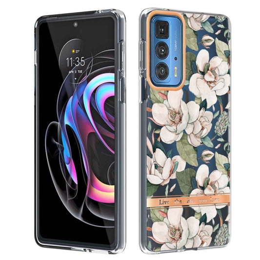 Flowers and Plants Series IMD TPU Phone Case For Motorola Edge 20 Pro(Green Gardenia) - Motorola Cases by buy2fix | Online Shopping UK | buy2fix