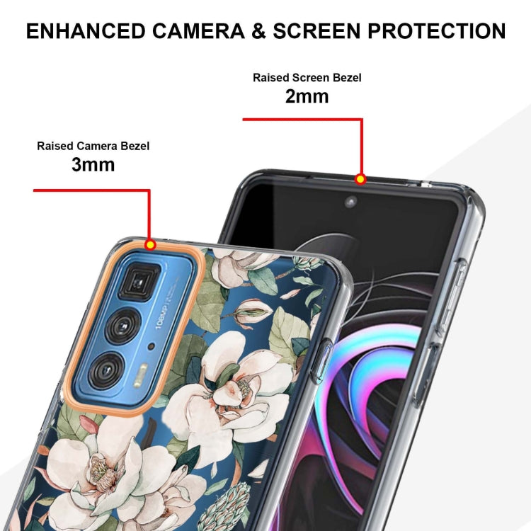 Flowers and Plants Series IMD TPU Phone Case For Motorola Edge 20 Pro(Green Gardenia) - Motorola Cases by buy2fix | Online Shopping UK | buy2fix