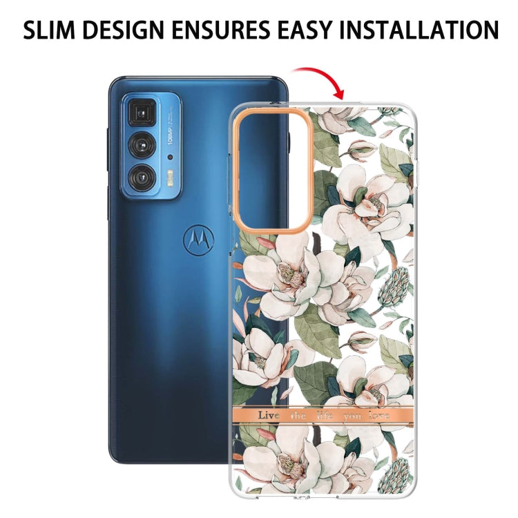 Flowers and Plants Series IMD TPU Phone Case For Motorola Edge 20 Pro(Green Gardenia) - Motorola Cases by buy2fix | Online Shopping UK | buy2fix