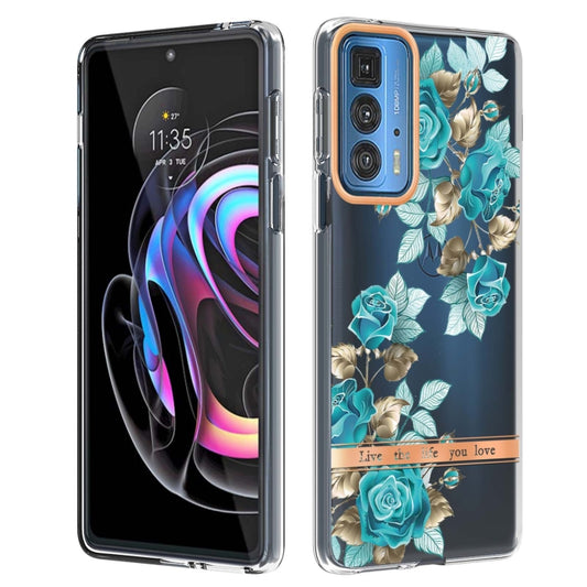 Flowers and Plants Series IMD TPU Phone Case For Motorola Edge 20 Pro(Blue Rose) - Motorola Cases by buy2fix | Online Shopping UK | buy2fix