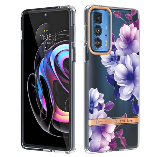 Flowers and Plants Series IMD TPU Phone Case For Motorola Edge 20 Pro(Purple Begonia) - Motorola Cases by buy2fix | Online Shopping UK | buy2fix