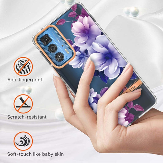 Flowers and Plants Series IMD TPU Phone Case For Motorola Edge 20 Pro(Purple Begonia) - Motorola Cases by buy2fix | Online Shopping UK | buy2fix