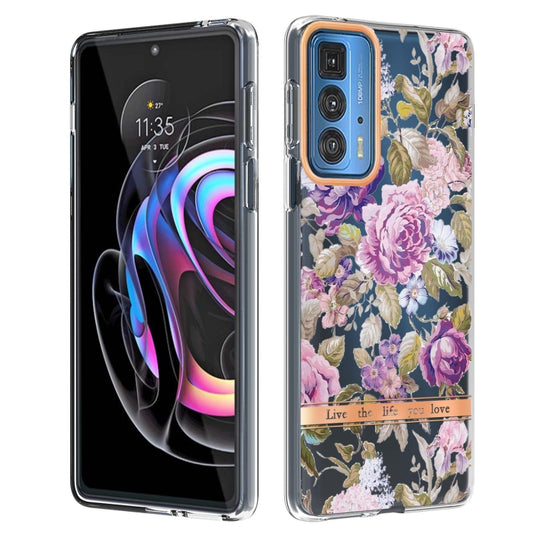 Flowers and Plants Series IMD TPU Phone Case For Motorola Edge 20 Pro(Purple Peony) - Motorola Cases by buy2fix | Online Shopping UK | buy2fix