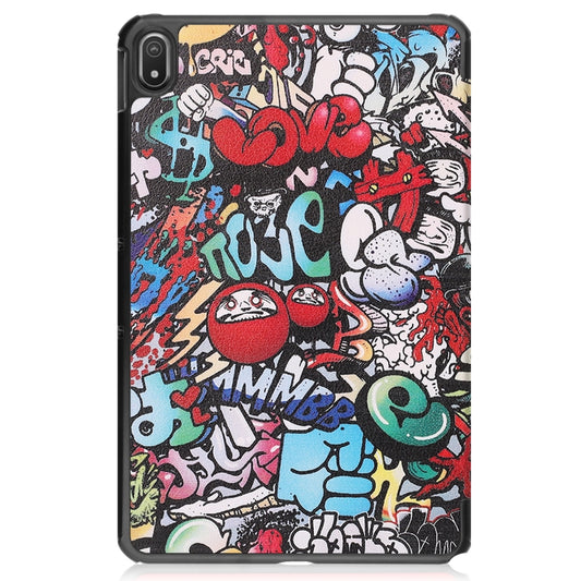 For Nokia T20 Painted Leather Tablet Case with 3-Fold Holder(Graffiti) - Nokia by buy2fix | Online Shopping UK | buy2fix