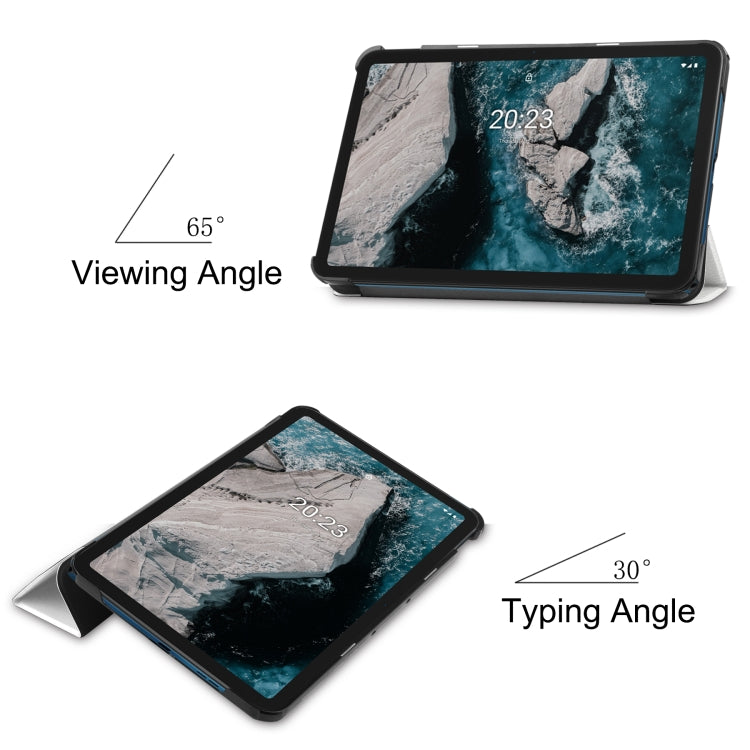 For Nokia T20 Painted Leather Tablet Case with 3-Fold Holder(Lazy Cat) - Nokia by buy2fix | Online Shopping UK | buy2fix