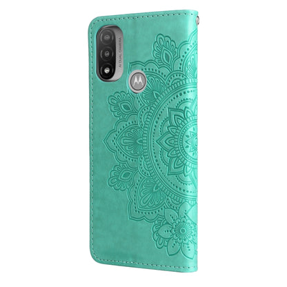 For Motorola Moto E20 / E30 / E40 7-petal Flowers Embossing Pattern Horizontal Flip CasePhone Case(Green) - Motorola Cases by buy2fix | Online Shopping UK | buy2fix