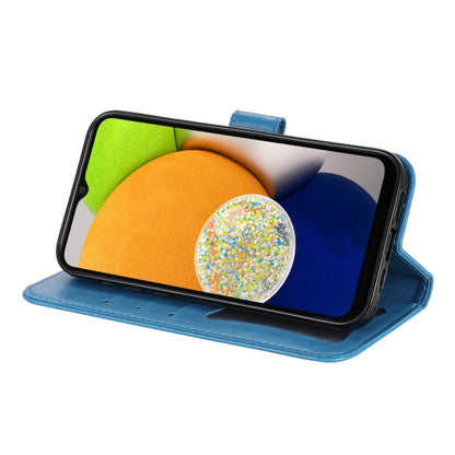 For Samsung Galaxy A03 EU Version 7-petal Flowers Embossing Pattern Horizontal Flip CasePhone Case(Blue) by buy2fix